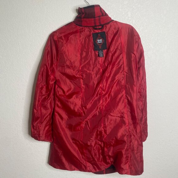 BB Dakota Coat Womens XL Plaid Cotton Blend Skull Button Grunge Tweed Pea Coat - Picture 7 of 12